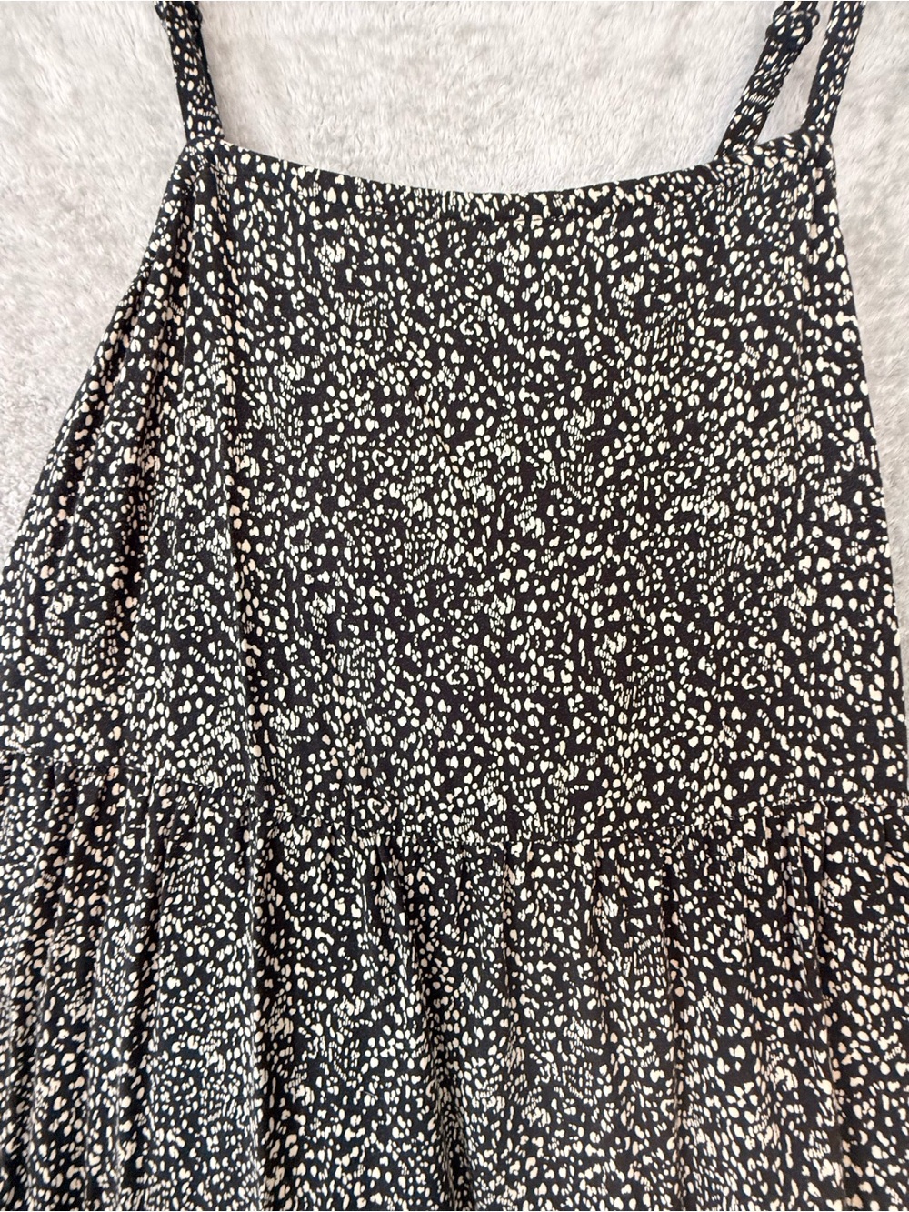 Old Navy Black & Cream Speckled Print Tiered Sundress